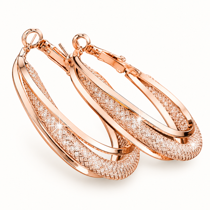 Crystal Twist Hoop Earrings