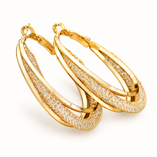 Crystal Twist Hoop Earrings