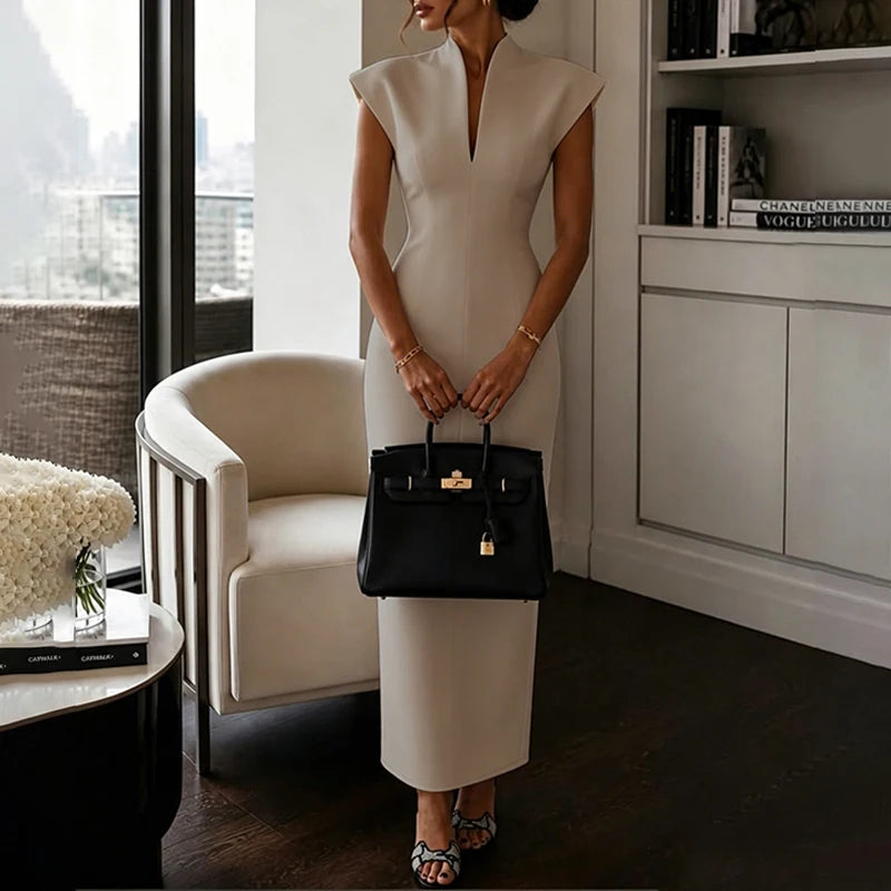 Elegant High-Neck Maxi Dress
