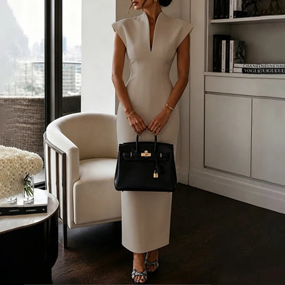 Elegant High-Neck Maxi Dress