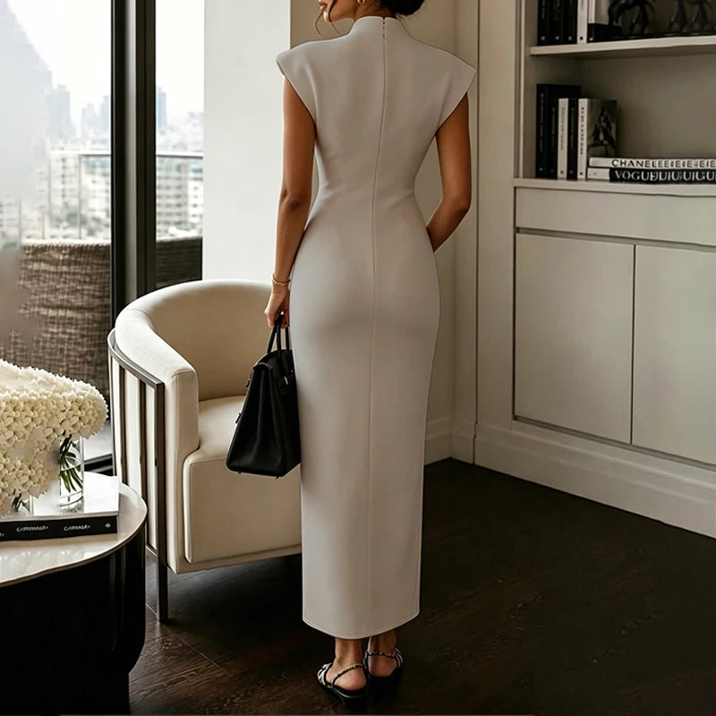 Elegant High-Neck Maxi Dress