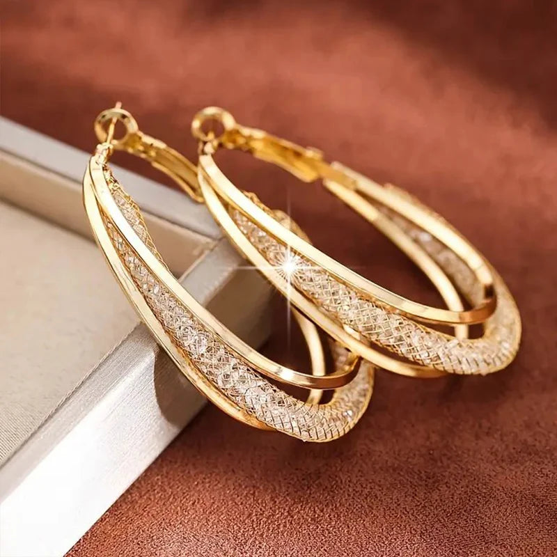Crystal Twist Hoop Earrings