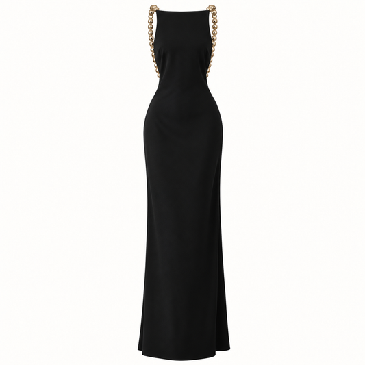 Beaded Backless Maxi Dress