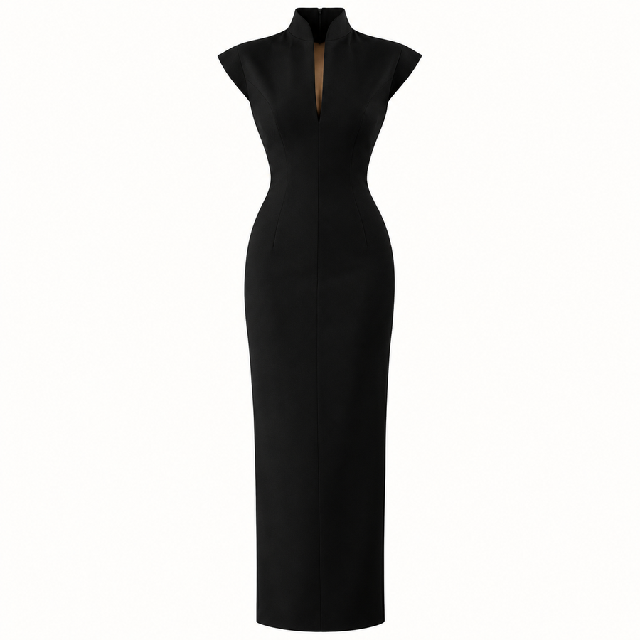 Elegant High-Neck Maxi Dress